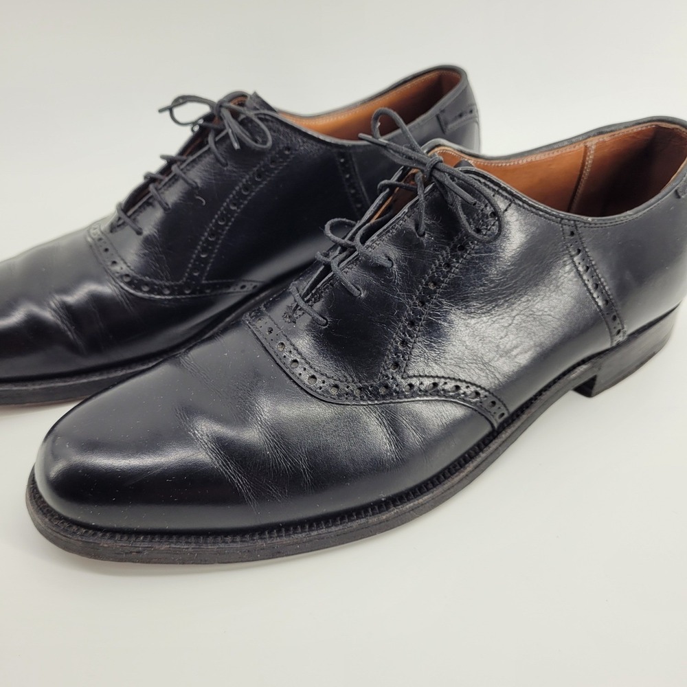 Alden 991 Mens Black Leather Brogue Saddle Oxford Dress Shoes Size 9.5 AAA/A